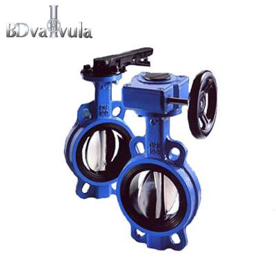 wafer butterfly valve with Worm gear body cast iron PN16